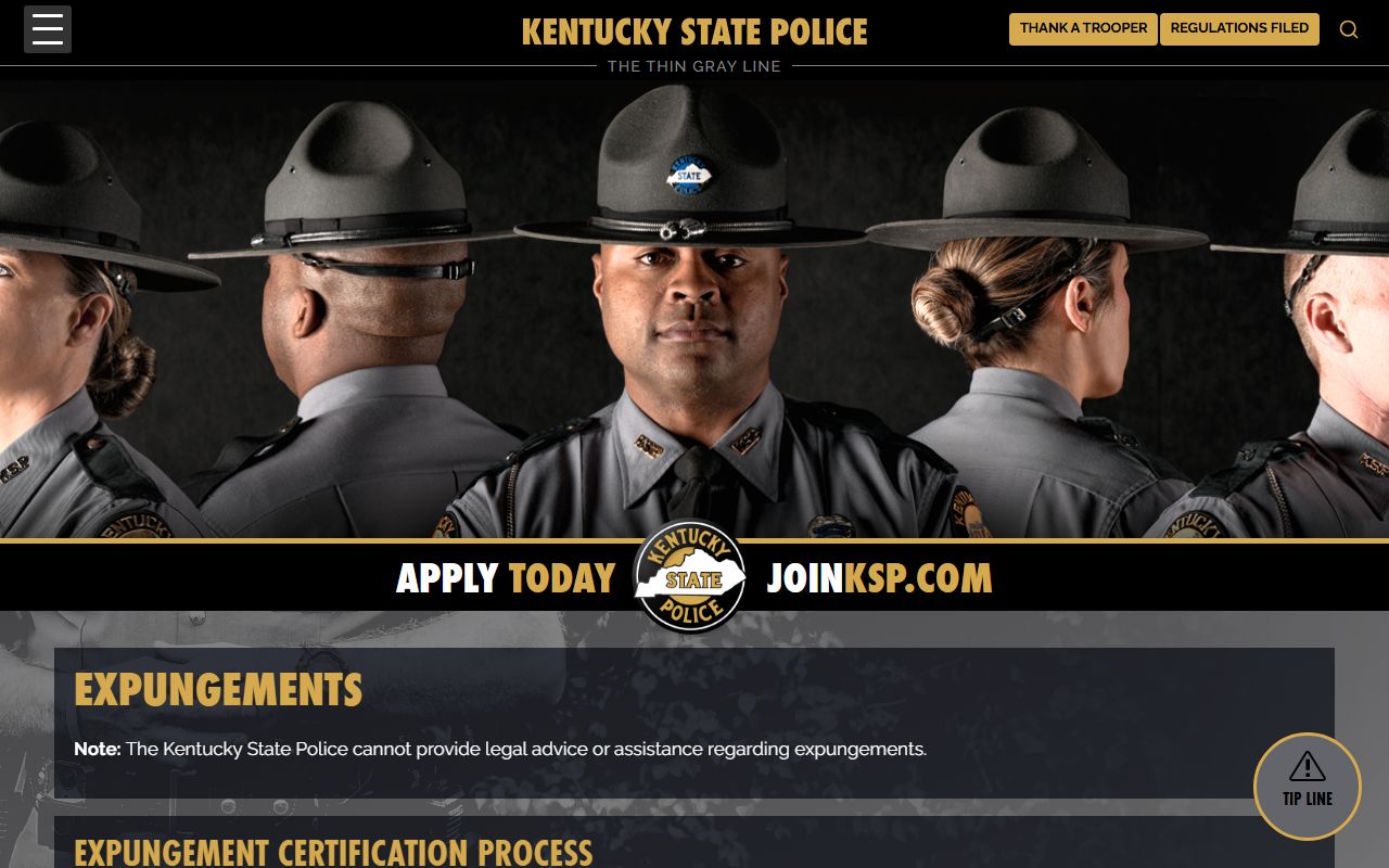 Oldham County criminal court records Kentucky State Police expungements