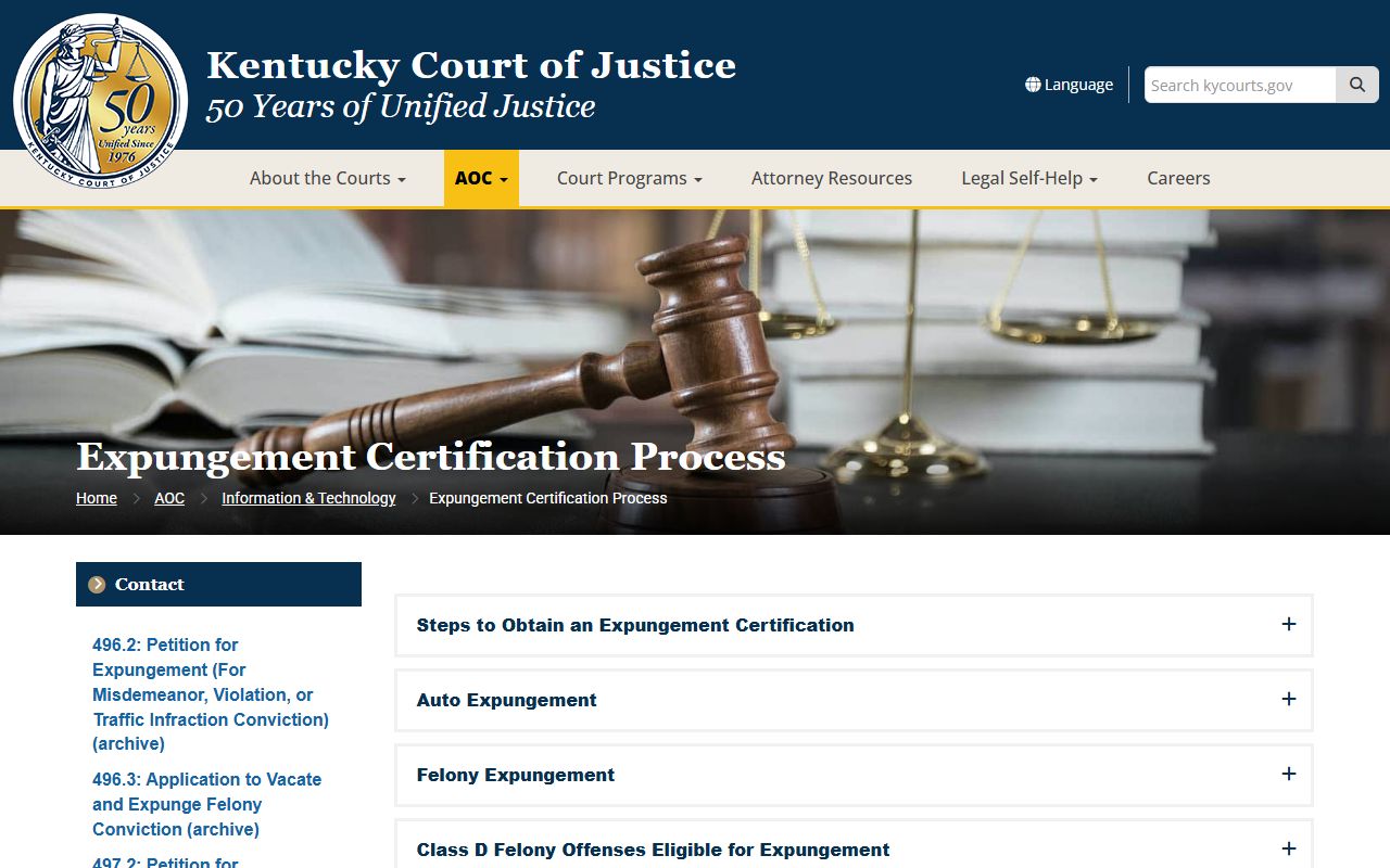 Oldham County criminal court records Kentucky expungement source