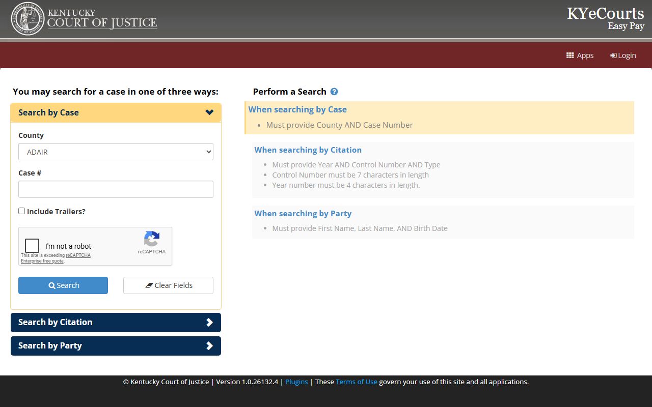 Oldham County Circuit Court and District Traffic ePay records