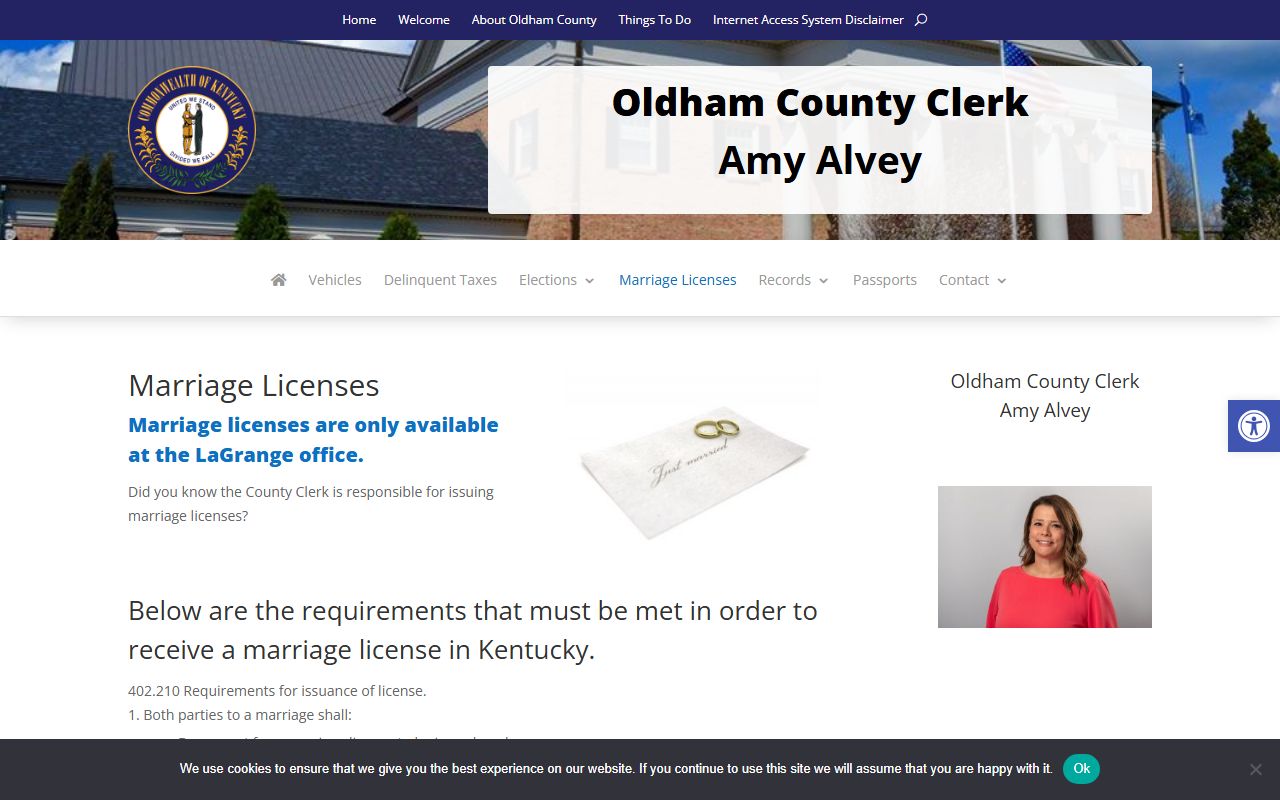 Oldham County marriage records County Clerk marriage licenses page