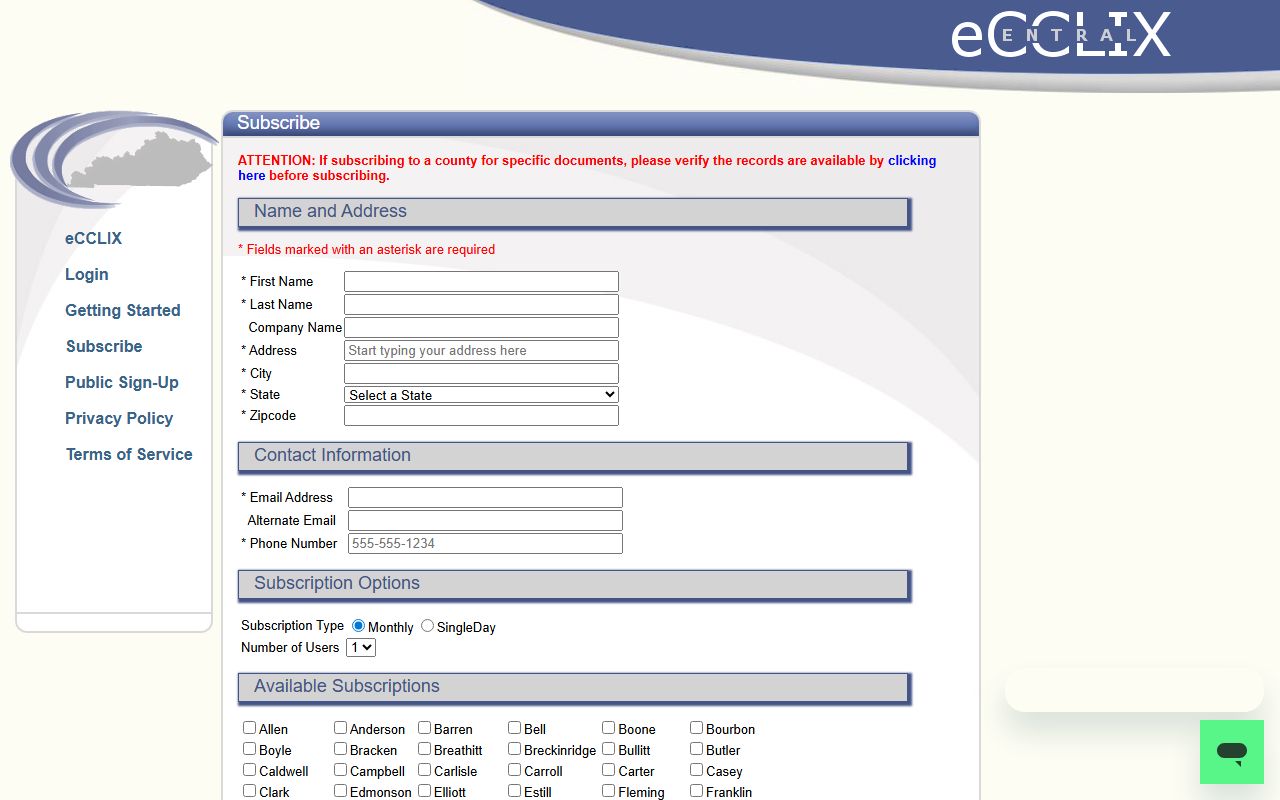 Oldham County marriage records eCCLIX subscription page
